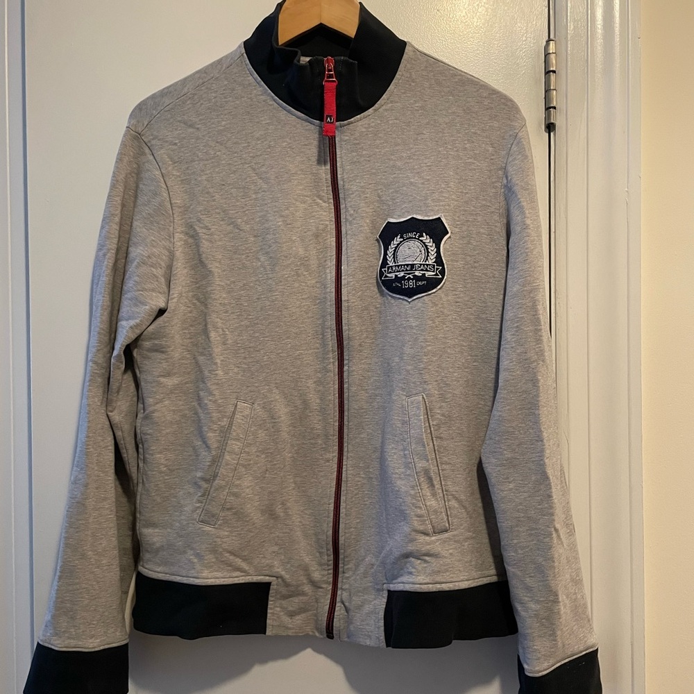 Armani Jeans Gray and Black Bomber Jacket
